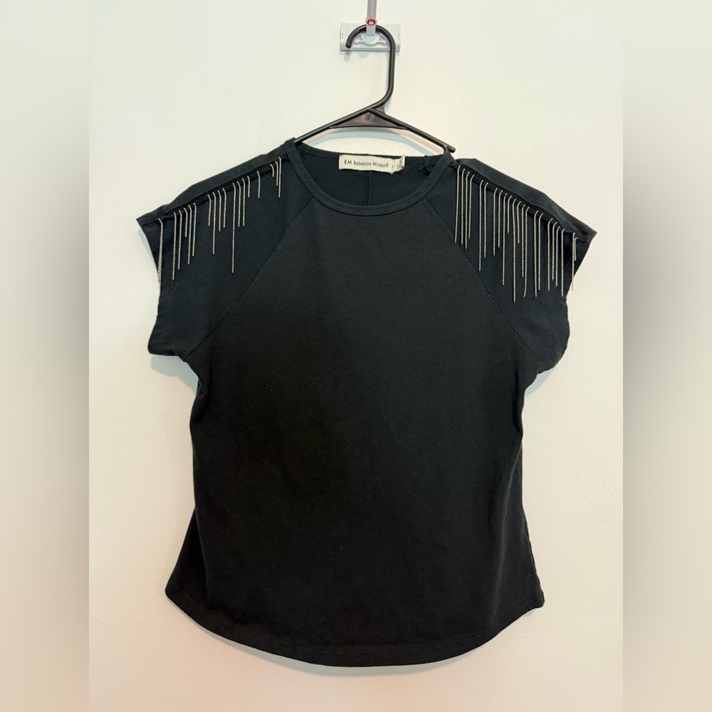 Rebecca Minkoff Womens Black Short Sleeve Blouse Size Small